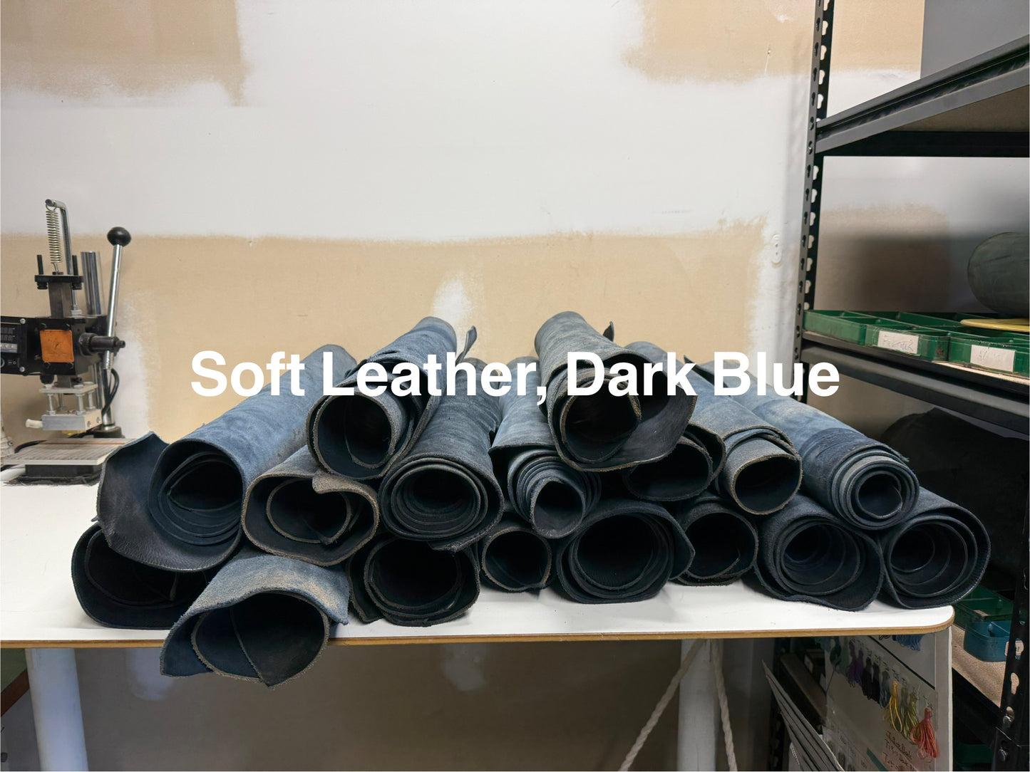 Soft Leather, Vegetable-Tanned Leather,Dark Blue