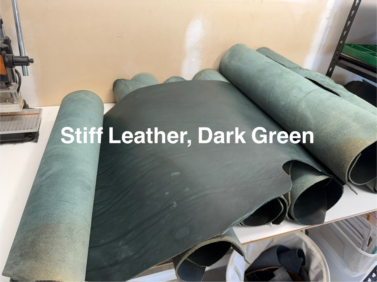 Stiff leather,Vegetable-Tanned Leather, Dark Green